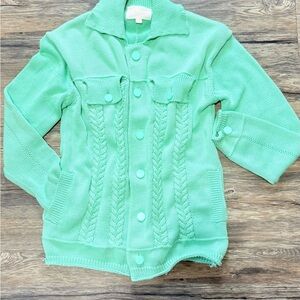 Men's Green Knit Cardigan Sweater